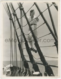 5j0699 MUTINY ON THE BOUNTY deluxe 10x13 still 1935 sailor Clark Gable climbing on ship's rigging!