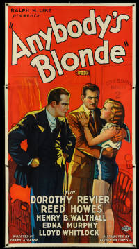 5j0624 ANYBODY'S BLONDE 3sh 1931 reporter Dorothy Revier plays with a boxer's affections, rare!