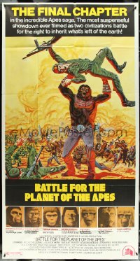 5j0627 BATTLE FOR THE PLANET OF THE APES 3sh 1973 great art of war between apes & humans, rare!