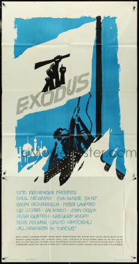 5j0632 EXODUS 3sh 1961 Otto Preminger, great artwork of arms reaching for rifle by Saul Bass!