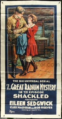 5j0349 GREAT RADIUM MYSTERY chapter 12 3sh 1919 great art of Eileen Sedgwick, Shackled, ultra rare!