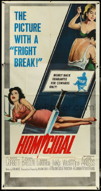 5j0641 HOMICIDAL 3sh 1961 William Castle's frightening story of a psychotic female killer, rare!