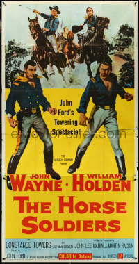 5j0642 HORSE SOLDIERS 3sh 1959 art of U.S. Cavalrymen John Wayne & William Holden, John Ford