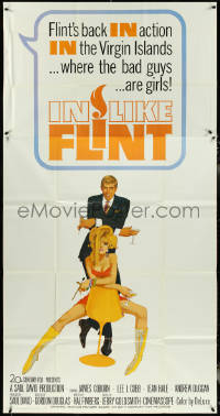 5j0643 IN LIKE FLINT 3sh 1967 art of secret agent James Coburn & sexy Jean Hale by Bob Peak!