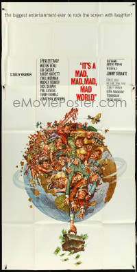 5j0645 IT'S A MAD, MAD, MAD, MAD WORLD 3sh 1964 great art of entire cast on Earth by Jack Davis!