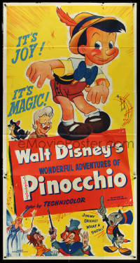 5j0653 PINOCCHIO 3sh R1954 Disney classic about a wooden boy who wants to be real, ultra rare!