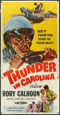 5j0667 THUNDER IN CAROLINA 3sh 1960 Rory Calhoun, artwork of the World Series of stock car racing!