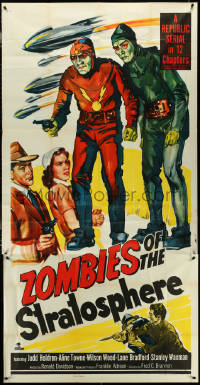 5j0673 ZOMBIES OF THE STRATOSPHERE 3sh 1952 cool art of aliens with guns including Leonard Nimoy!