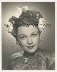 5j0145 ANNE BAXTER signed deluxe 7.75x9.75 still 1950s beautiful portrait with flowers in her hair!