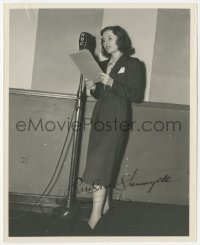 5j0148 BARBARA STANWYCK signed 8x10 radio publicity still 1938 w/script by NBC mike by Hendrickson!