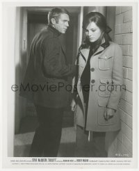 5j1738 BULLITT 8.25x10 still 1968 close up of Steve McQueen & beautiful Jacqueline Bisset in hall!