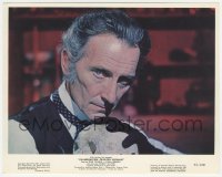 5j1759 FRANKENSTEIN CREATED WOMAN color 8x10 still 1967 best close up of Peter Cushing holding skull!