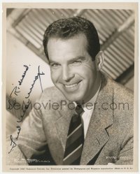 5j0164 FRED MACMURRAY signed 8x10 still 1947 great Paramount studio portrait smiling in suit & tie!