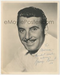 5j0167 GEORGE BRENT signed deluxe 8x10 still 1954 head & shoulders smiling portrait w/pencil mustache!