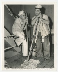 5j1777 IN THE NAVY 8x10 still 1941 sailors Bud Abbott & Lou Costello daydreaming as they swab deck!