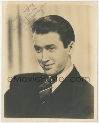 5j0176 JAMES STEWART signed deluxe 8x10 still 1940s head & shoulders portrait wearing suit & tie!