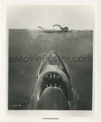 5j1780 JAWS 8.25x9.75 still 1975 Kastel art of shark attacking uncensored naked girl from posters!