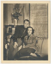 5j0179 JOAN CRAWFORD signed deluxe 8x10 still 1930s at home with husband Franchot Tone by Hurrell!