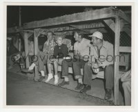 5j1808 NAKED SPUR candid deluxe 8x10 still 1953 Robert Ryan, Janet Leigh, Meeker & Mann in dugout!