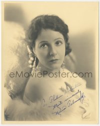 5j0191 NORMA TALMADGE signed deluxe 8x10 still 1931 great close portrait in glamorous dress & jewels!