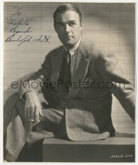 5j0195 RANDOLPH SCOTT signed 7.75x9.25 still 1936 Paramount studio portrait smoking in suit & tie!