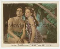 5j1840 SON OF FURY color-glos 8x10 still 1942 great c/u of Tyrone Power & sexy tropical Gene Tierney!