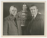 5j1848 SUPERMAN 8.25x10 still 1980s creators Joe Schuster & Jerry Siegel with life-size standee!