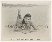 5j1857 TOO BAD SHE'S BAD 8x10.25 still 1955 best image of sexy Sophia Loren in swimsuit on the beach!