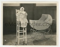 5j1859 TRAMP TRAMP TRAMP 8x10 still 1926 Harry Langdon dressed as a baby w/giant high chair & buggy!