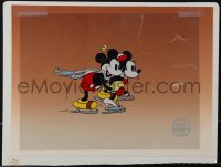 5j0401 ON ICE limited edition serigraph cel 1990s Mickey Mouse & Minnie Mouse ice skating!