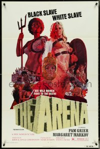 5j0842 ARENA 1sh 1974 John Solie artwork of sexy gladiator Pam Grier, Margaret Markov!