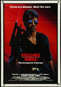 5j0579 COBRA Aust 1sh 1986 crime is a disease and Sylvester Stallone is the cure, John Alvin art!