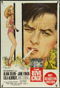 5j0587 JOY HOUSE Aust 1sh 1964 Rene Clement's Les Felins, art of super sexy Jane Fonda, Alain Delon!