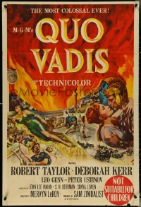 5j0590 QUO VADIS Aust 1sh 1952 art of Robert Taylor, sexy Deborah Kerr in Ancient Rome, ultra rare!