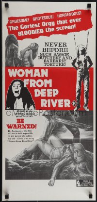 5j0756 CANNIBAL FEROX Aust daybill 1982 Umberto Lenzi's Woman from Deep River, gory art & images!