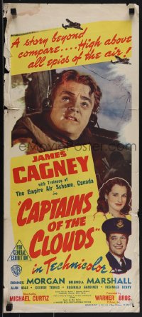 5j0759 CAPTAINS OF THE CLOUDS Aust daybill 1942 James Cagney, World War II airplanes, ultra rare!