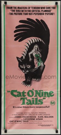 5j0761 CAT O' NINE TAILS Aust daybill 1971 Dario Argento's Il Gatto a Nove Code, wild horror art of cat!