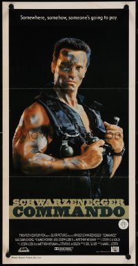 5j0764 COMMANDO Aust daybill 1985 Arnold Schwarzenegger is going to make someone pay!