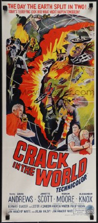 5j0766 CRACK IN THE WORLD Aust daybill 1965 atom bomb explodes, thank God it's only a motion picture!