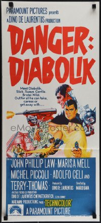 5j0767 DANGER: DIABOLIK Aust daybill 1968 Mario Bava, John Phillip Law & sexy Marisa Mell!