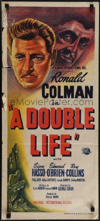 5j0768 DOUBLE LIFE Aust daybill 1948 film noir, different art of Ronald Colman!