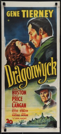 5j0770 DRAGONWYCK Aust daybill 1947 great stone litho of beautiful Gene Tierney, Ernst Lubitsch!