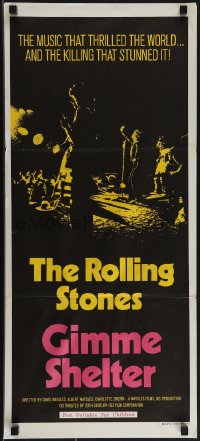 5j0772 GIMME SHELTER Aust daybill 1971 Rolling Stones out of control rock & roll concert!