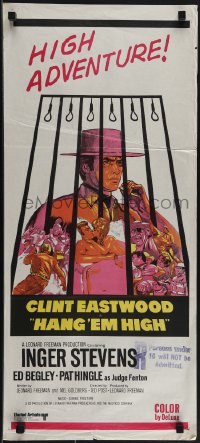 5j0774 HANG 'EM HIGH Aust daybill 1970 Clint Eastwood, they hung the wrong man, different!