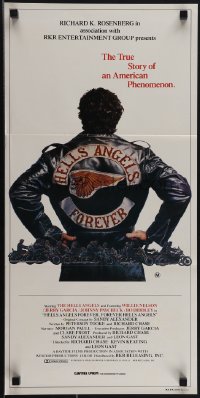 5j0777 HELLS ANGELS FOREVER Aust daybill 1984 cool art of bikers on motorcycles by Charles Lilly!