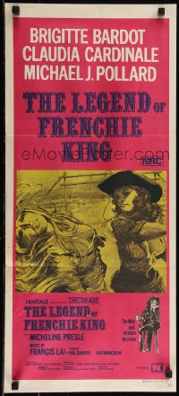 5j0784 LEGEND OF FRENCHIE KING Aust daybill 1975 Claudia Cardinale punching Bardot, ultra rare!