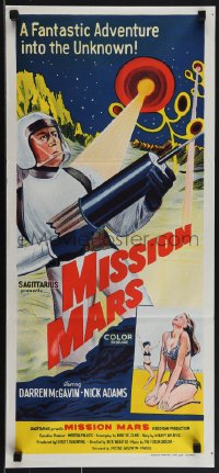 5j0790 MISSION MARS Aust daybill 1968 Darren McGavin, a fantastic sci-fi adventure into the unknown!