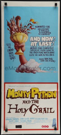 5j0791 MONTY PYTHON & THE HOLY GRAIL Aust daybill 1975 Terry Gilliam, John Cleese, wonderful art!