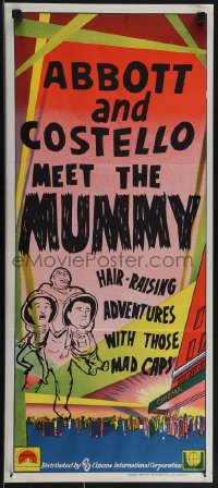 5j0797 PARAMOUNT/CIC/UNIVERSAL Aust daybill 1970s Abbott and Costello Meet the Mummy, art of them!