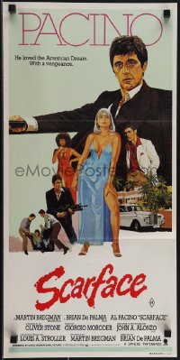 5j0803 SCARFACE Aust daybill 1984 art of Al Pacino as Tony Montana, Michelle Pfeiffer!